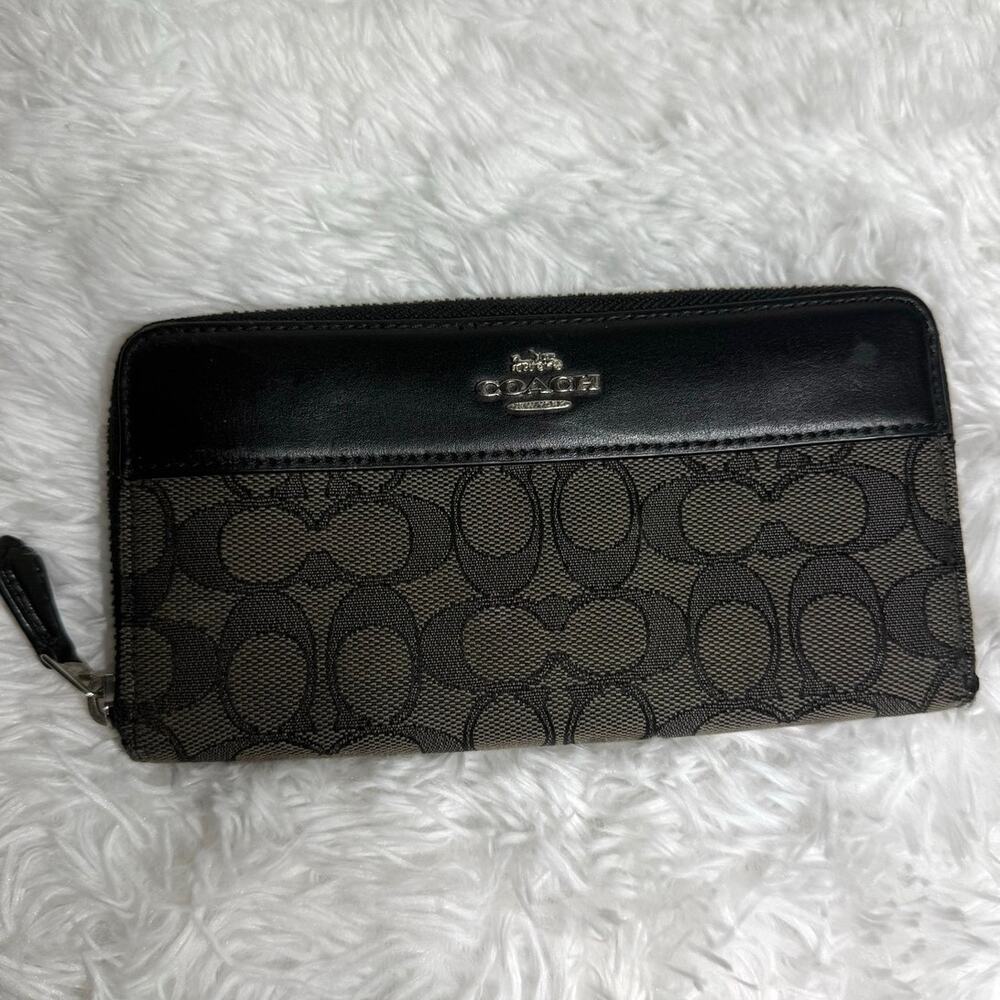 Coach Black Gray Signature Wallet